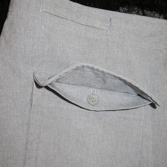 Baggy Wide Leg Chino Cargo Pants Gray 6 pocket Button Tie Y2k 90s Loose 2000 18 - Picture 4 of 15